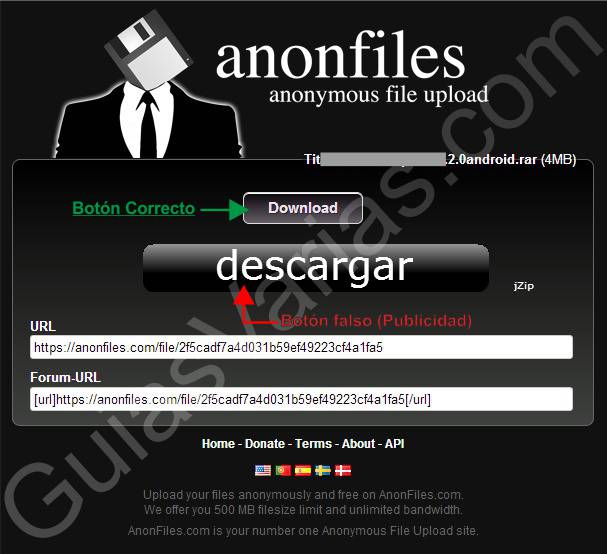 Como descargar de anonfiles sin llenarse de basura pantallazo 01