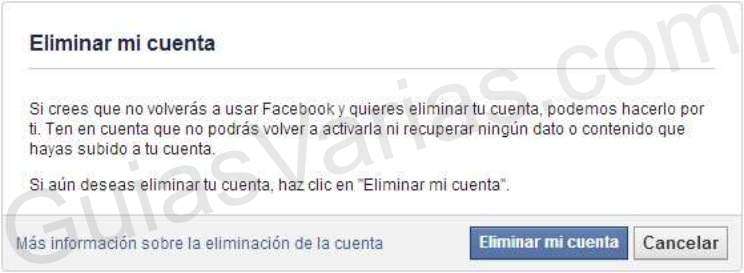 Como eliminar una cuenta de facebook pantallazo 1