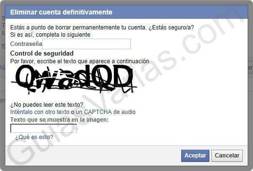 Como eliminar una cuenta de facebook pantallazo 2
